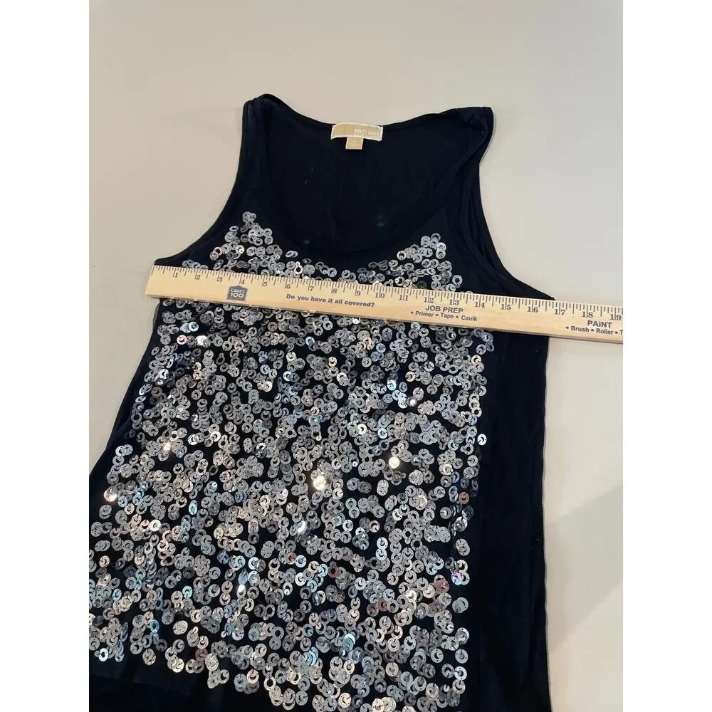 Michael Kors Sleeveless Top – Black with Silver Sequin Detail – Size M - Picture 5 of 7